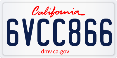 CA license plate 6VCC866
