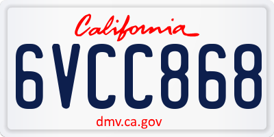 CA license plate 6VCC868