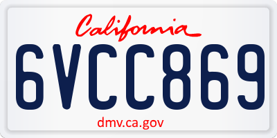 CA license plate 6VCC869
