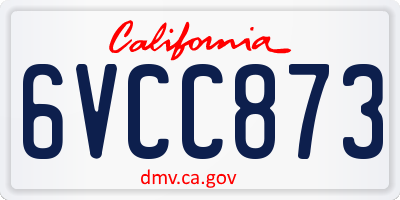 CA license plate 6VCC873