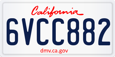 CA license plate 6VCC882