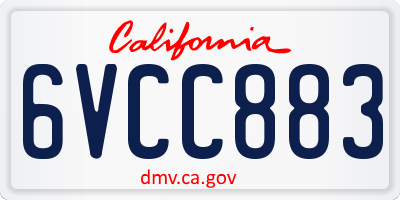 CA license plate 6VCC883