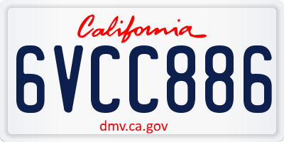 CA license plate 6VCC886