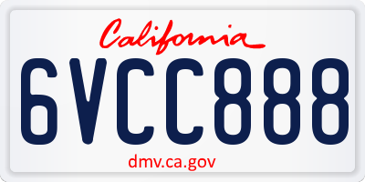 CA license plate 6VCC888
