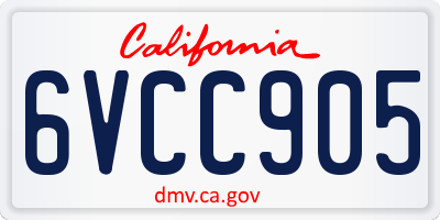 CA license plate 6VCC905