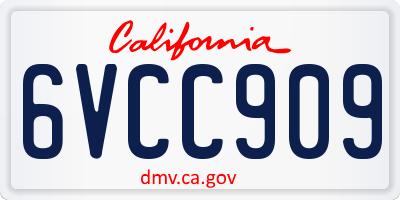 CA license plate 6VCC909