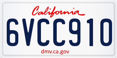 CA license plate 6VCC910