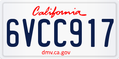 CA license plate 6VCC917