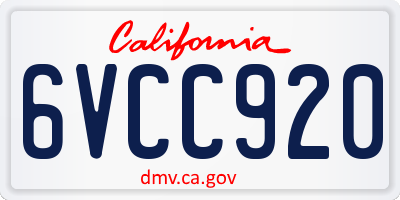 CA license plate 6VCC920