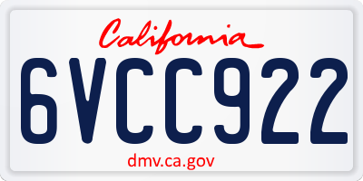CA license plate 6VCC922