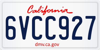 CA license plate 6VCC927