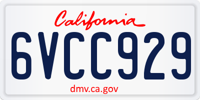 CA license plate 6VCC929