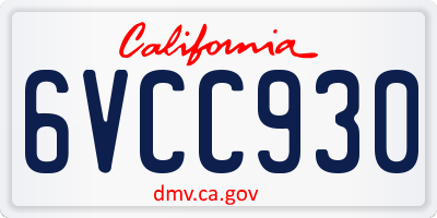 CA license plate 6VCC930
