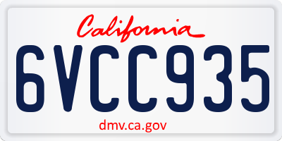 CA license plate 6VCC935