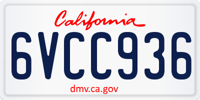 CA license plate 6VCC936