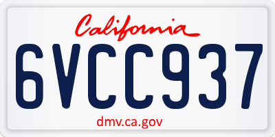 CA license plate 6VCC937