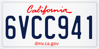CA license plate 6VCC941