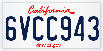 CA license plate 6VCC943