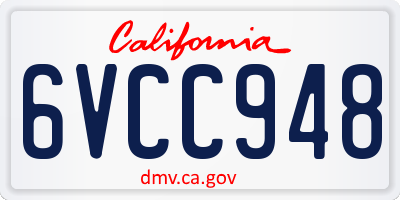 CA license plate 6VCC948