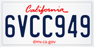 CA license plate 6VCC949