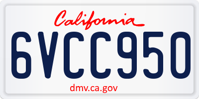 CA license plate 6VCC950