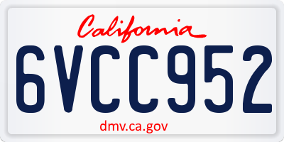 CA license plate 6VCC952
