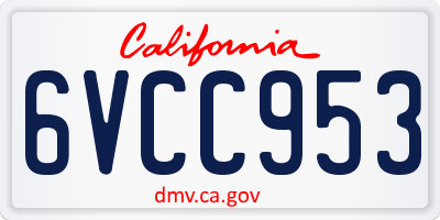 CA license plate 6VCC953