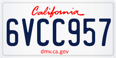 CA license plate 6VCC957