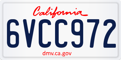 CA license plate 6VCC972