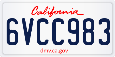 CA license plate 6VCC983