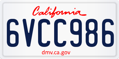 CA license plate 6VCC986