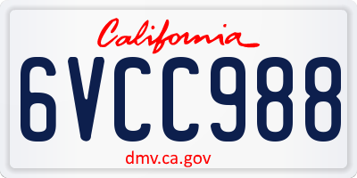 CA license plate 6VCC988