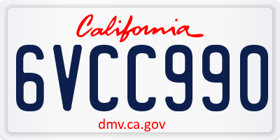 CA license plate 6VCC990