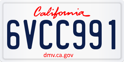 CA license plate 6VCC991