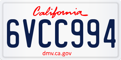 CA license plate 6VCC994