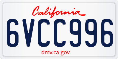 CA license plate 6VCC996