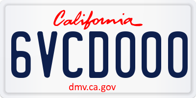 CA license plate 6VCD000
