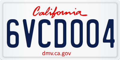CA license plate 6VCD004