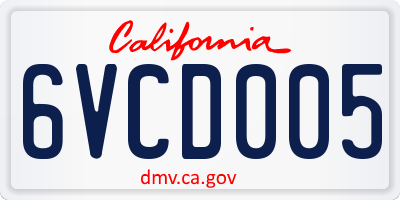 CA license plate 6VCD005