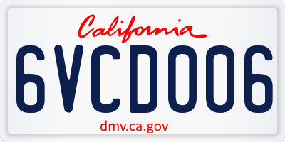 CA license plate 6VCD006