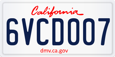 CA license plate 6VCD007