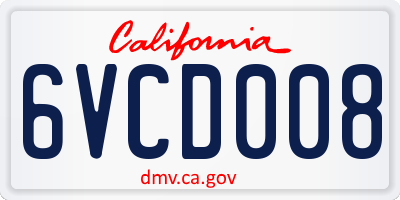 CA license plate 6VCD008