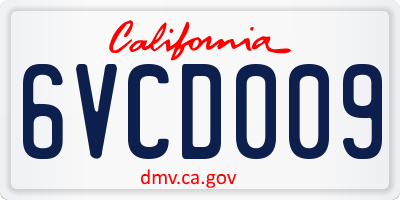 CA license plate 6VCD009