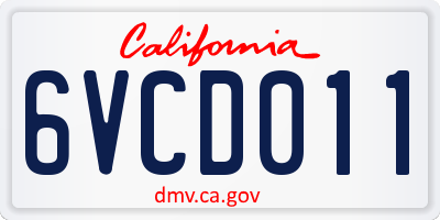 CA license plate 6VCD011