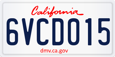CA license plate 6VCD015