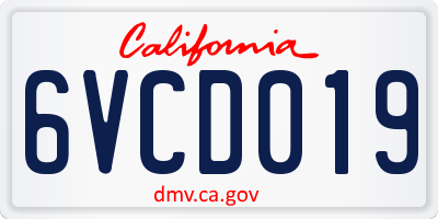 CA license plate 6VCD019