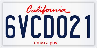 CA license plate 6VCD021