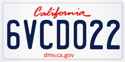 CA license plate 6VCD022