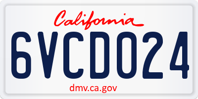 CA license plate 6VCD024