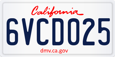 CA license plate 6VCD025